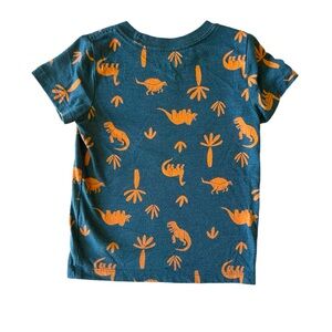 CAT & JACK Navy Blue Shirt with Orange Dinosaurs Toddler T-Shirt Size 18 Months